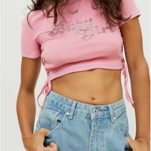 Urban Outfitters Pink Baby Girl Graphic Crop Top